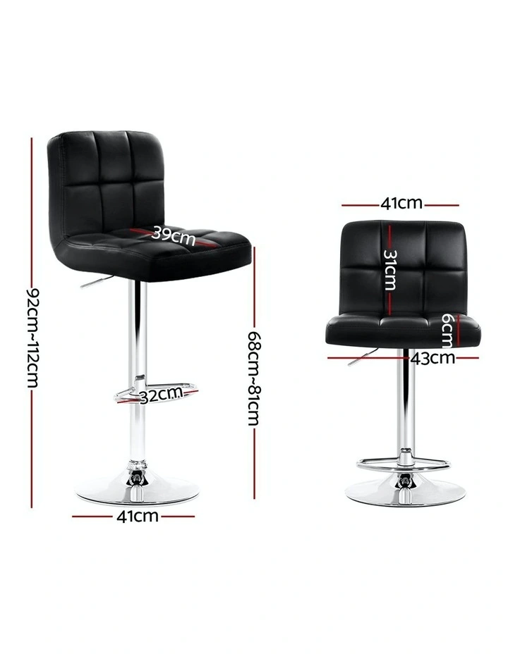 Leather 4x Bar Stools Kitchen Chairs in Black