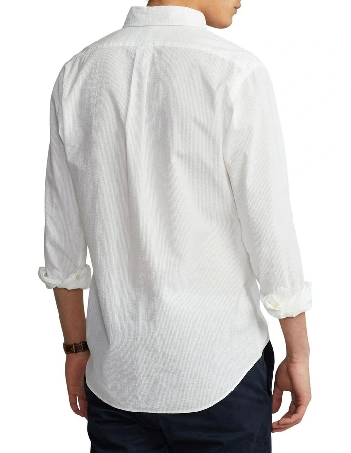 Classic Fit Seersucker Shirt in White