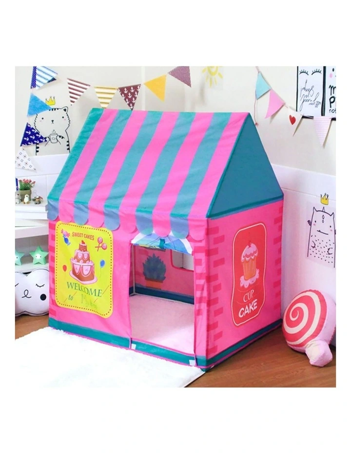 Kids Play Tent Dessert House Toys Rolling Shutter Door Playhouse in Pink