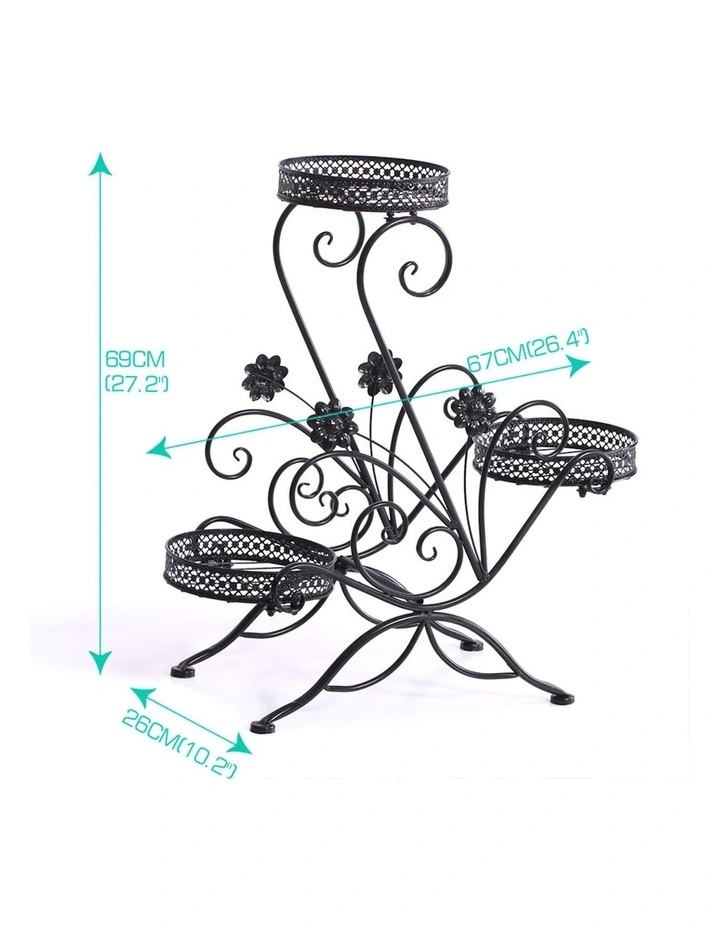 Outdoor Indoor Metal Flower Pots Plant Stand in Black