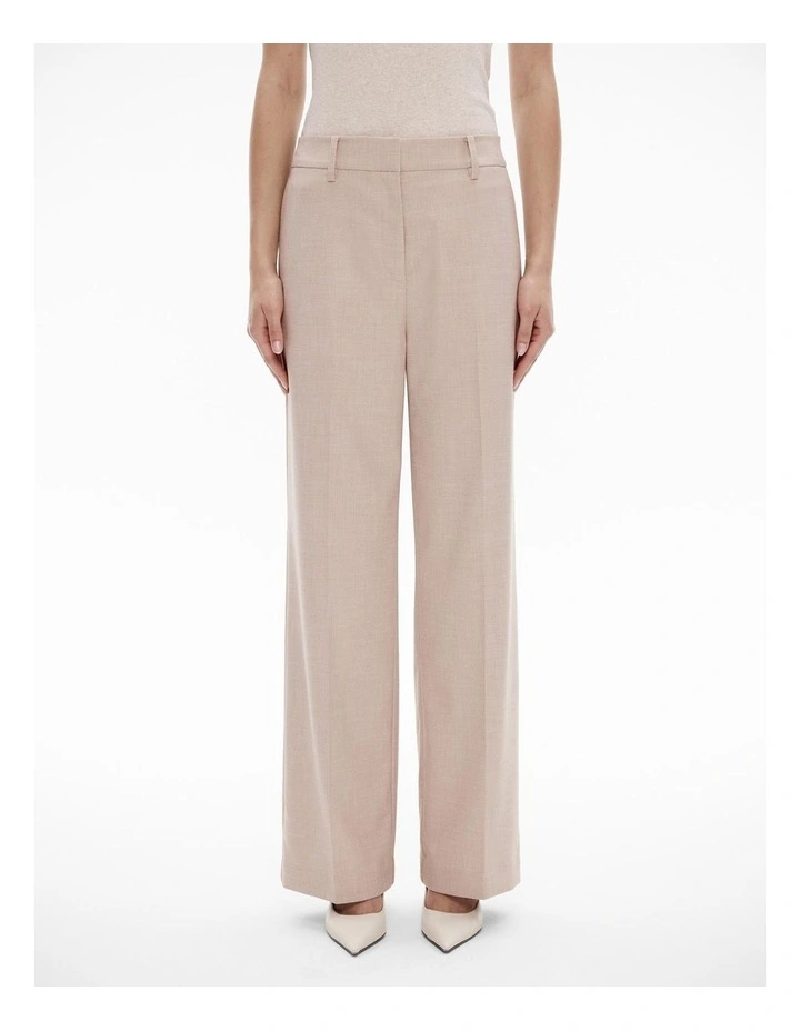 Yarn Dye Full Length Straight Leg Trouser in Bone