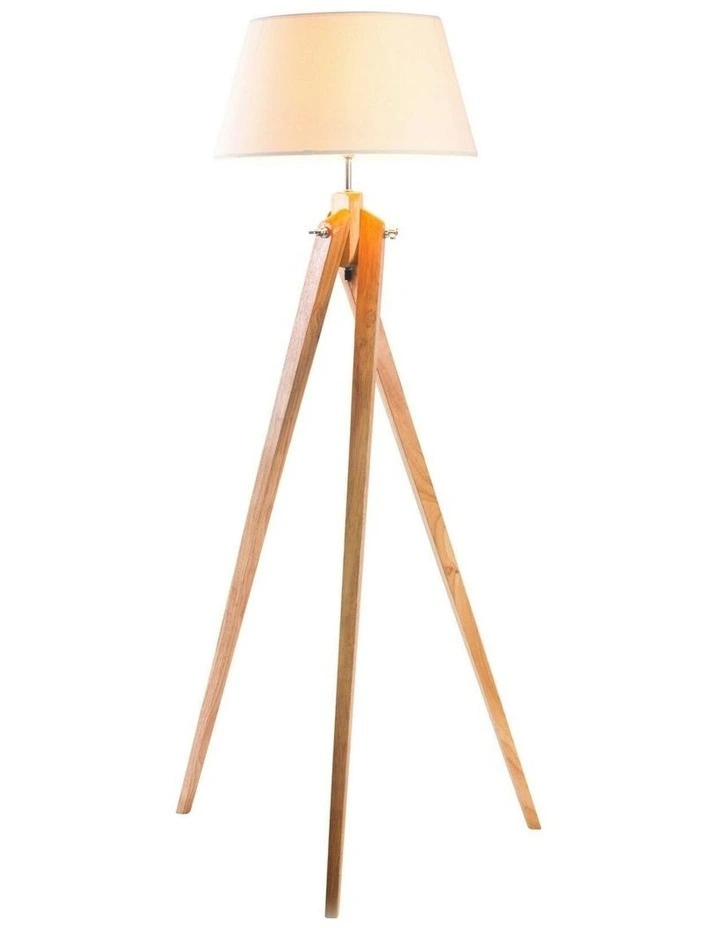 Linen Shade Tripod Floor Lamp in Natural