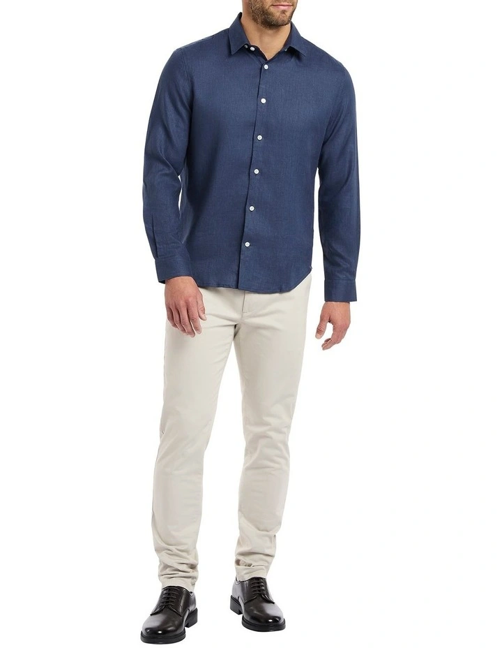Felix Long Sleeves Linen Shirt in Ink