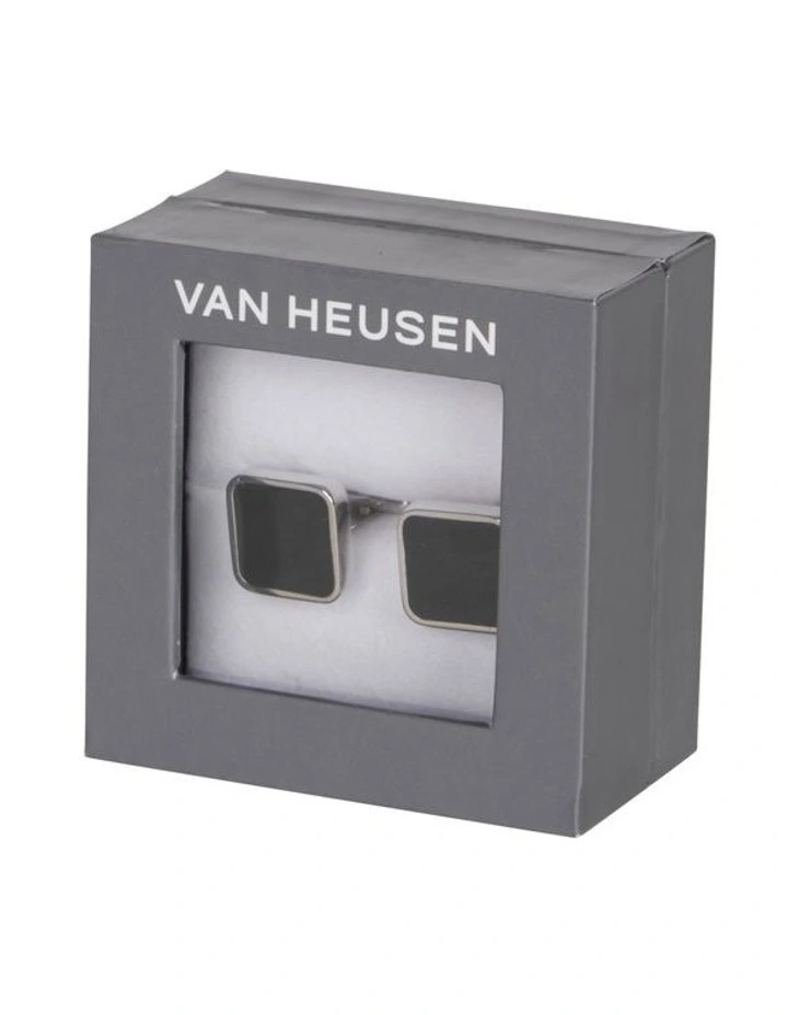 Square Cufflinks with Enamel in Silver