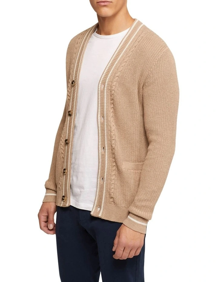 Cavill Cable Cardigan in Brown