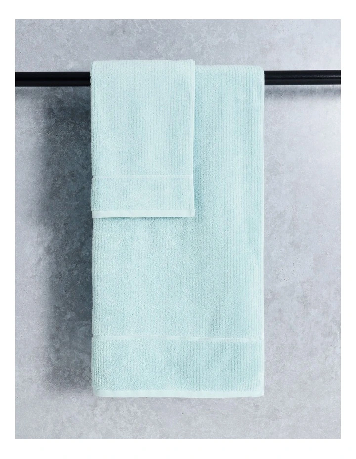 Combed Cotton Ribbed Towel Range in Aqua