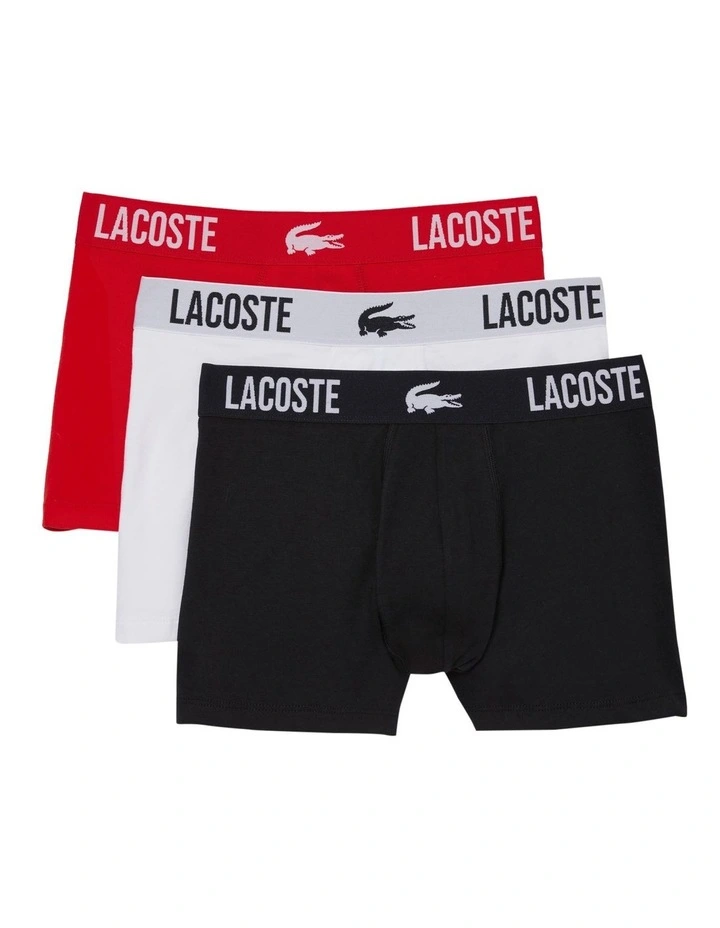 Solid Logo Trunks 3 Pack in Black/White/Red