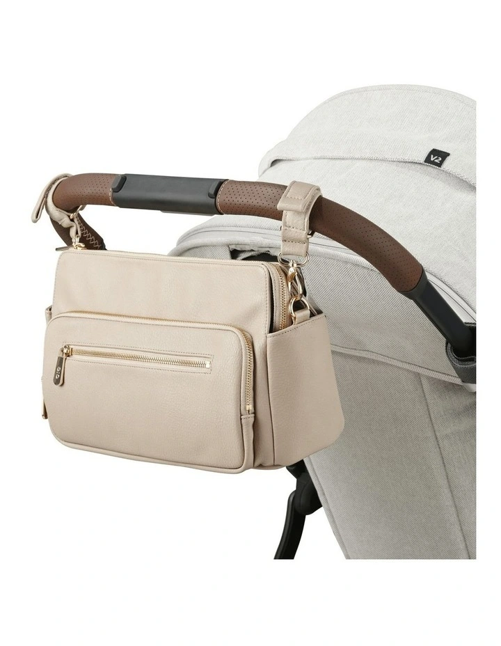 Multitasker Vegan Leather Pram Caddy in Oat