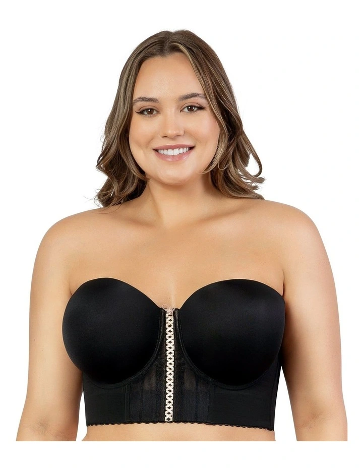 Shea Bustier Style Longline Strapless Bra in Black