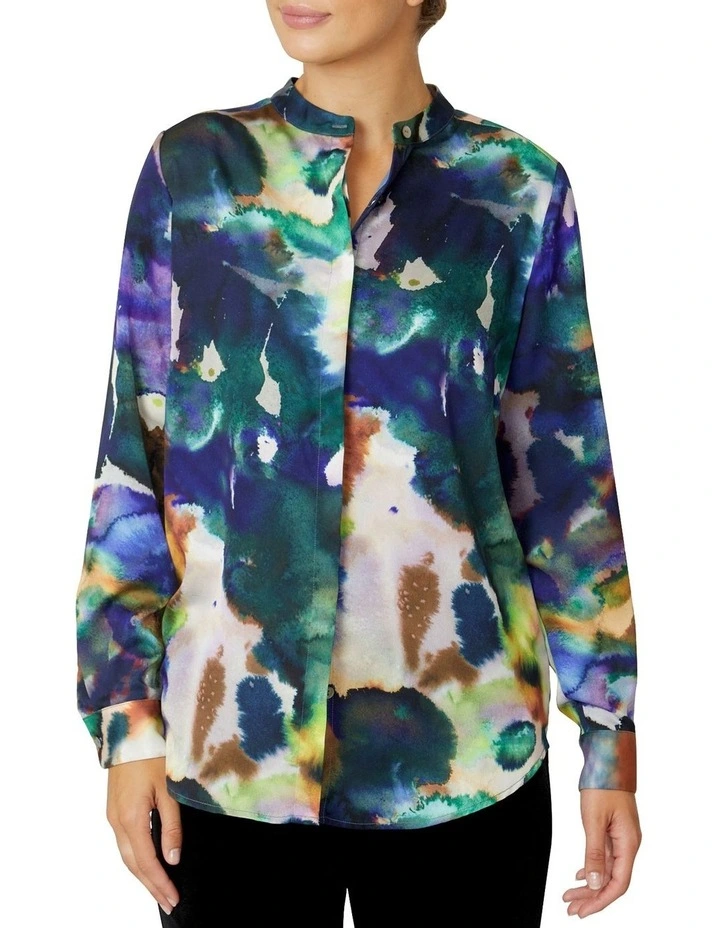 Aubrey Marble Shirt in Navy Multi