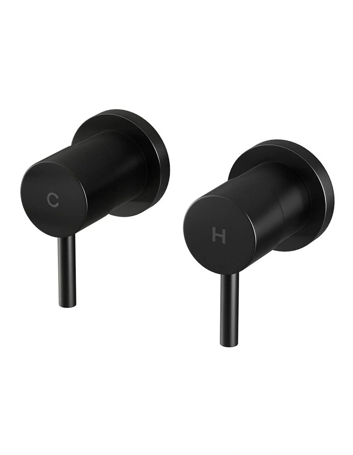 Basin Wall Round Brass Faucet Shower Bathtub Twin Tap in Black