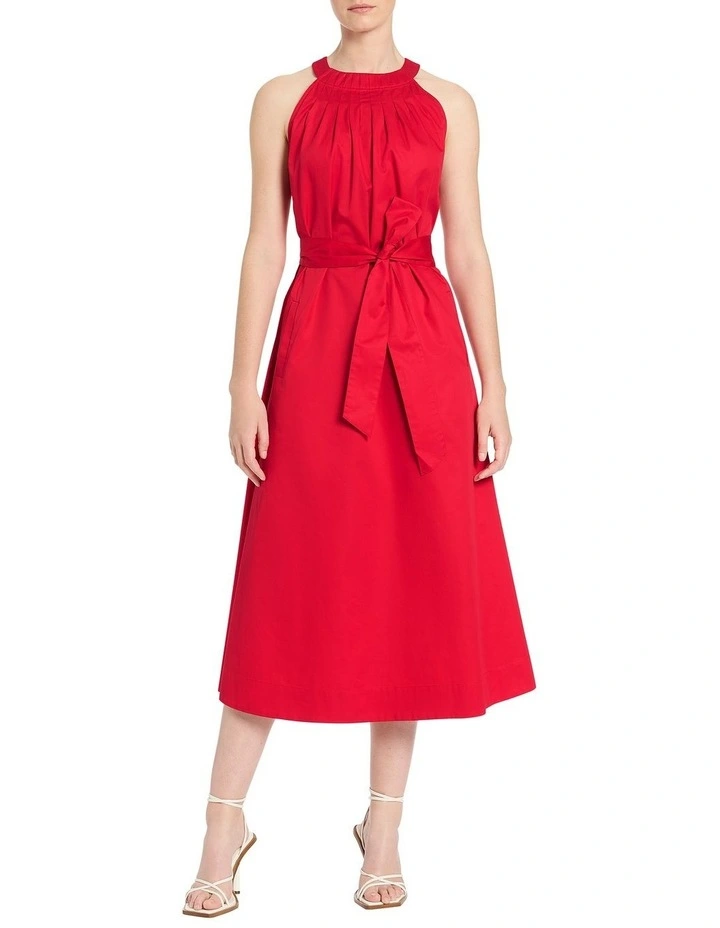 Candice Halter Neck Dress in Carmine
