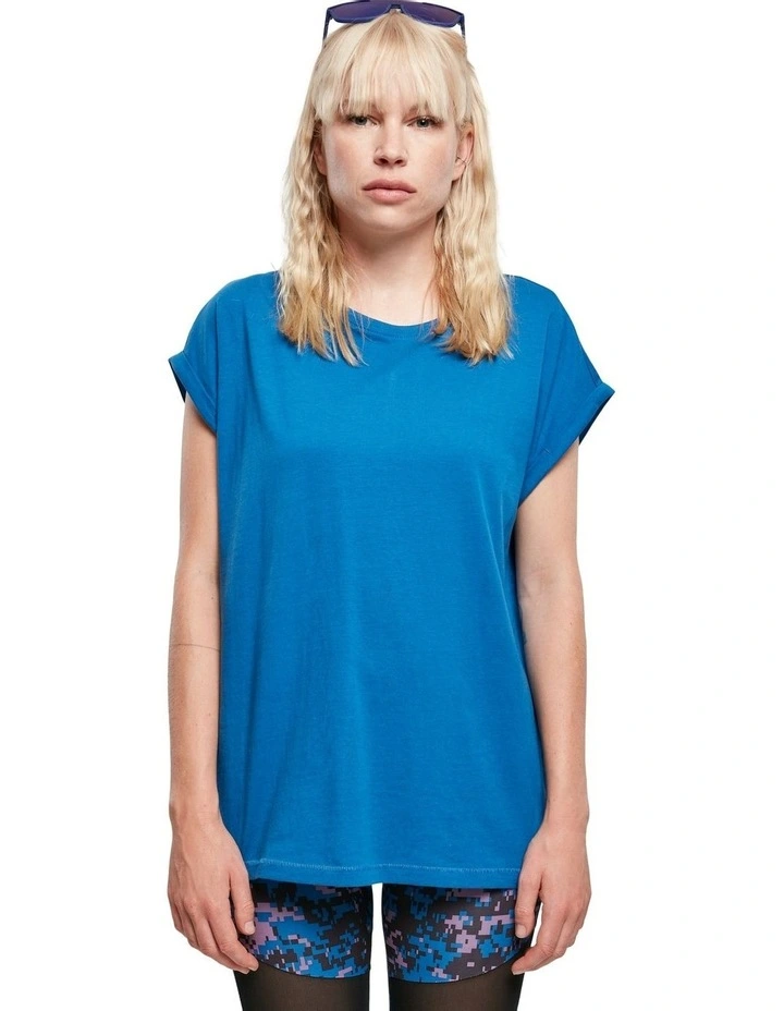 Extended Shoulder Tee in Sporty Blue