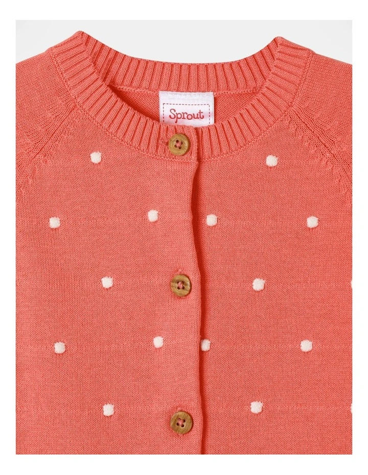 Knit Raglan Popcorn Cardigan in Orange