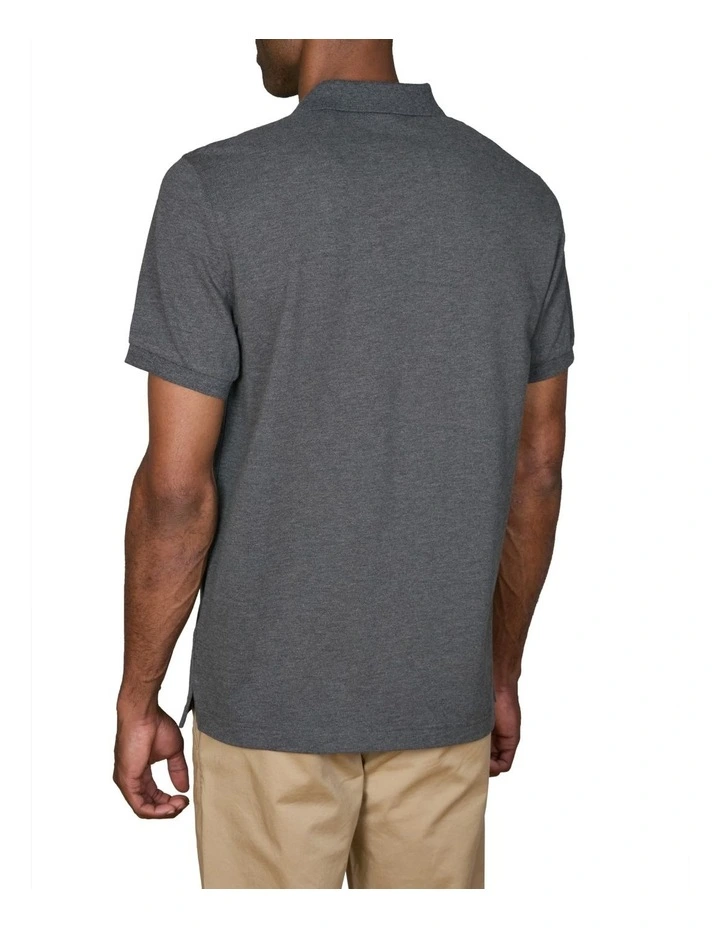 Regular Fit Shield Pique Polo Shirt in Antracit Melange