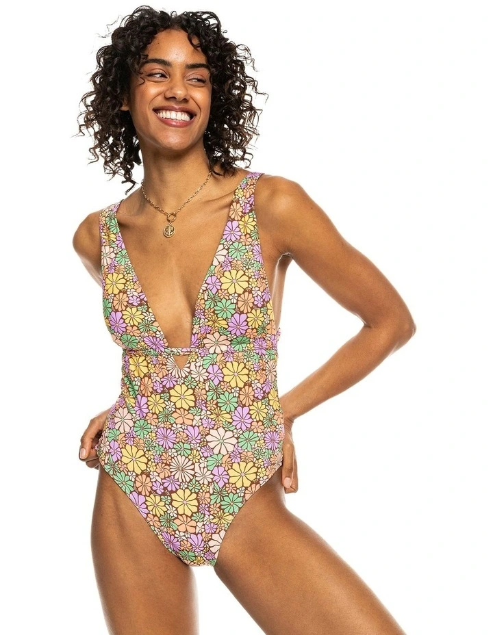 All About Sol Tie Back One Piece Swimsuit in Root Beer