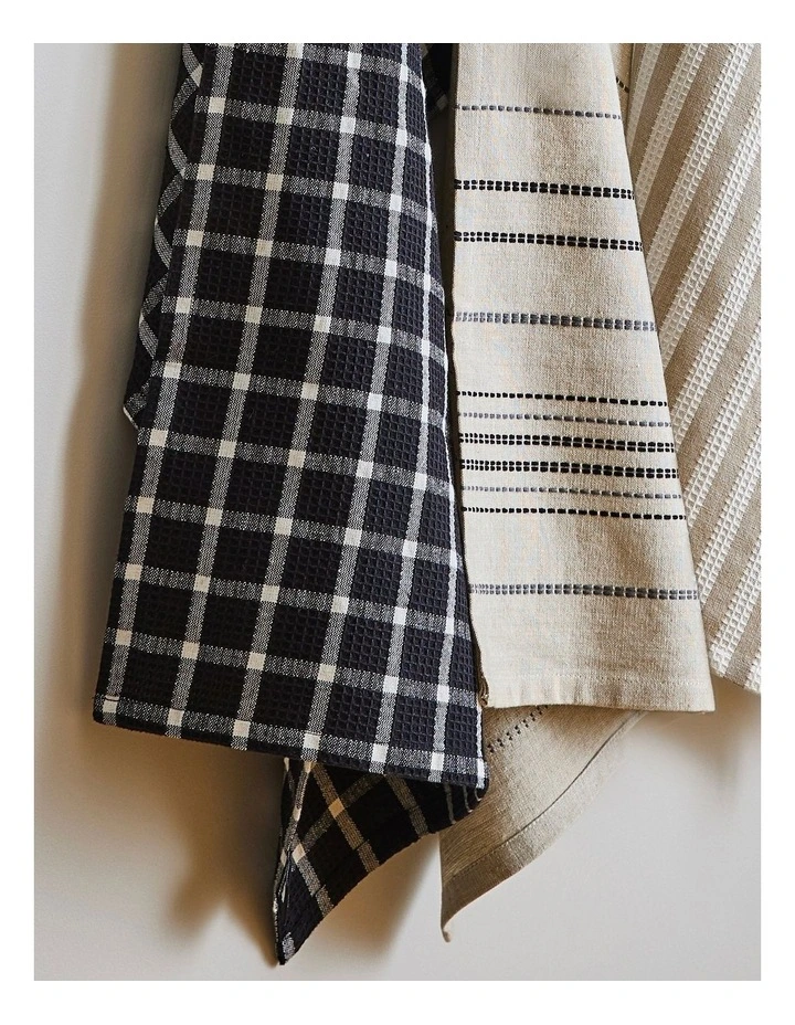 Woven Tea Towel Pack of 3 in Charcoal