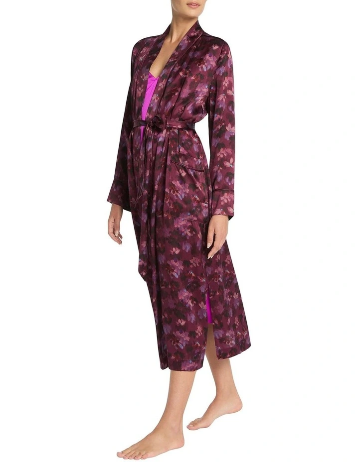 Romane Silk Sleep Robe in Red Multi