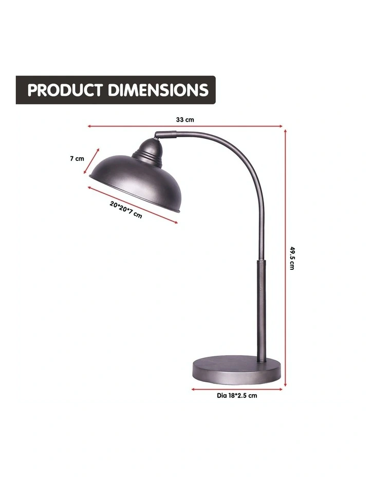 Industrial Chic Adjustable Angle Desk Lamp Dark Grey