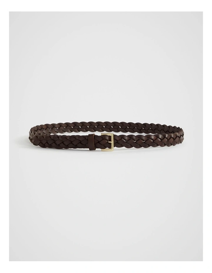 Beck Narrow Woven Belt in Dark Espresso
