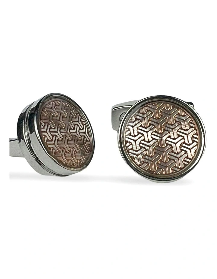 Lavish Round Cufflink in Rose Gold/Silver