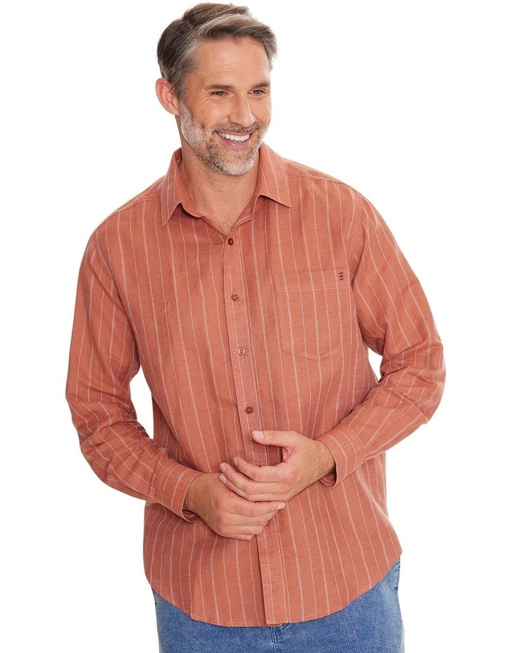 Provence Linen Long Sleeve Shirt in Brown