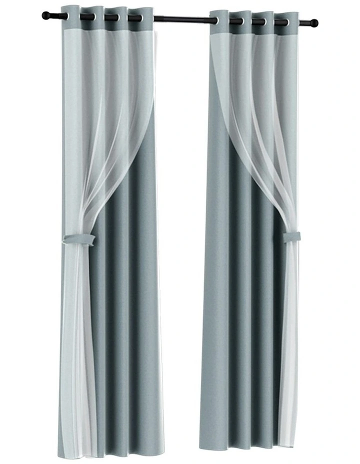 2 Panels Blockout Sheer Curtains 132x213cm in Light Grey