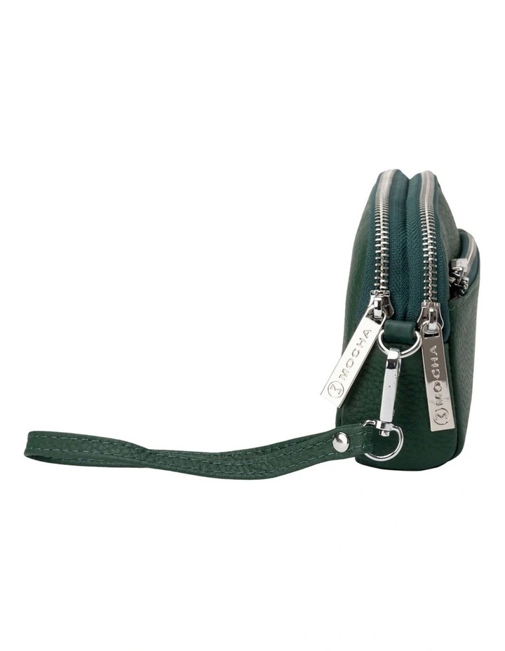 Aubrey Leather Clutch in Emerald