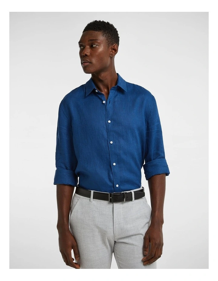 West Hampton Pure Linen Shirt in Blue