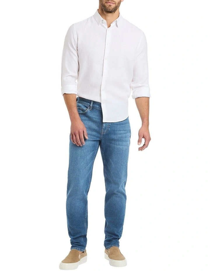 Felix Long Sleeve Linen Shirt in White