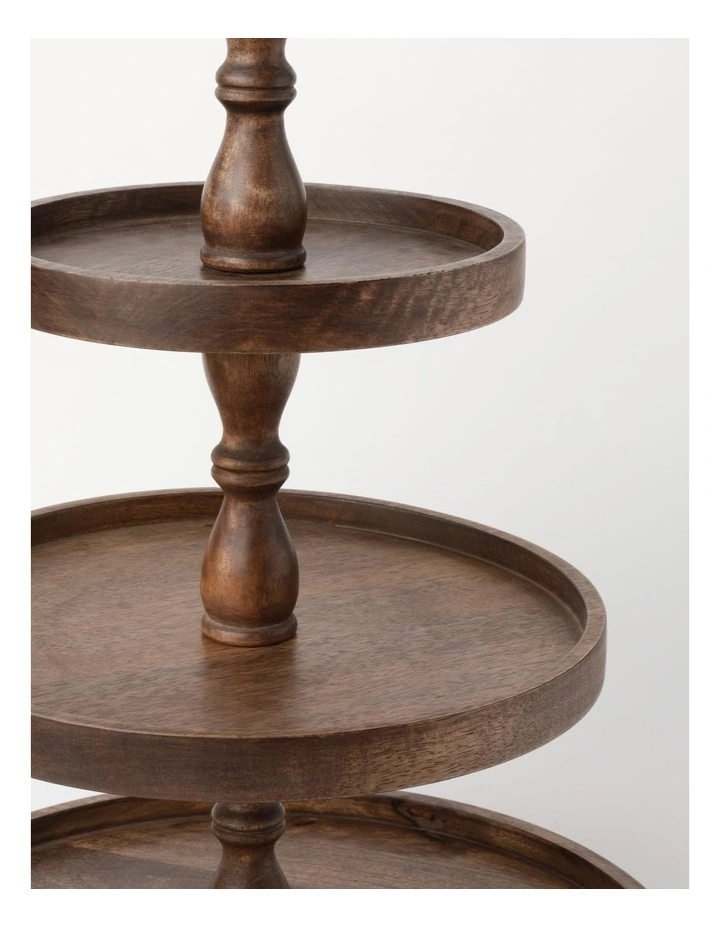 Wooden 4-Tier Stand 38x38x66cm in Walnut