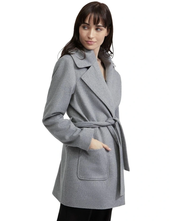 Zoe Wool Rich Tie Waist Jacket in Grey