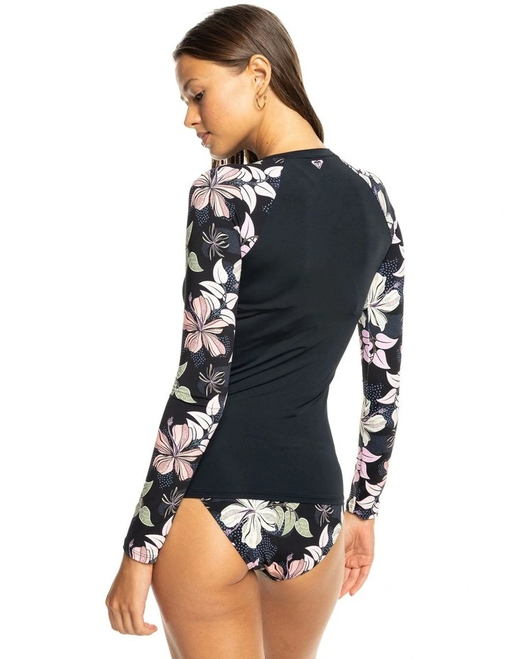 Sunny Floral Long Sleeve Zip One Piece in Anthracite Multi