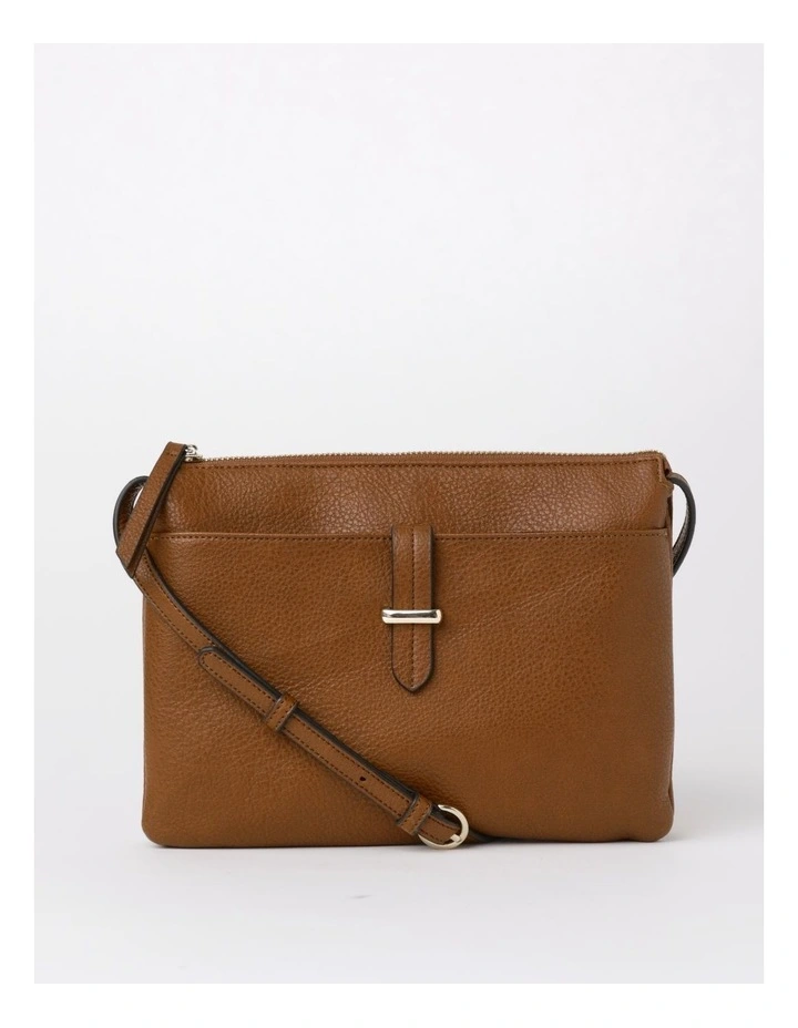 Lara Tan Zip Top Crossbody Bag