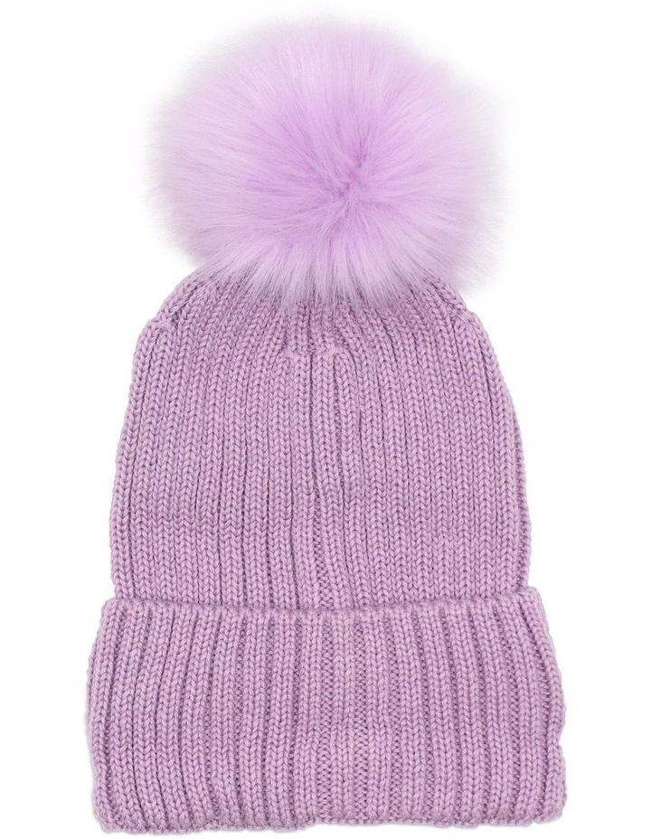Valentine Wool Blend Beanie in Lilac