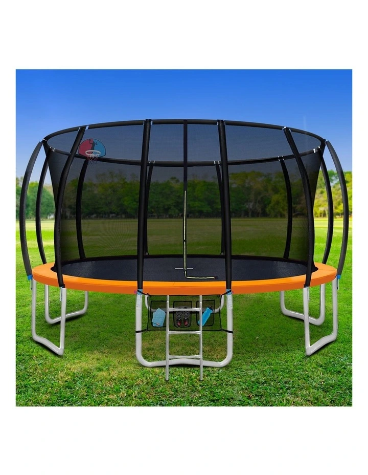 16FT Round Trampoline With Basketball Hop In Orange