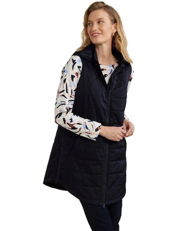 Hooded Quilt Vest in Navy