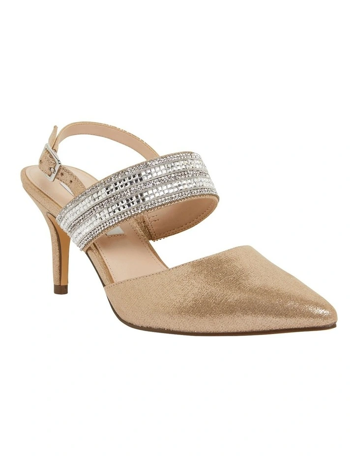 Nina Taupe Reflective Suede Pump