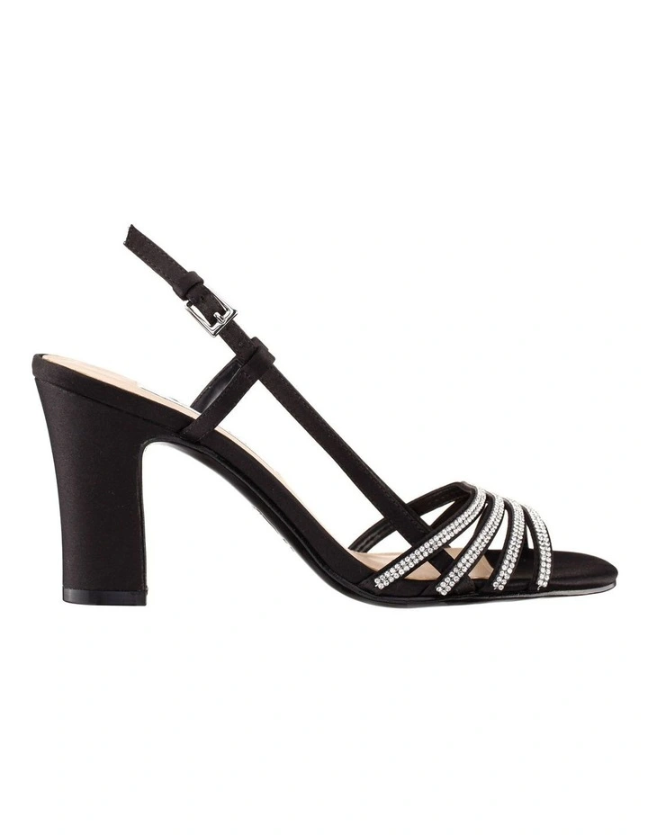 Avaley Sandals in Black Luster Satin
