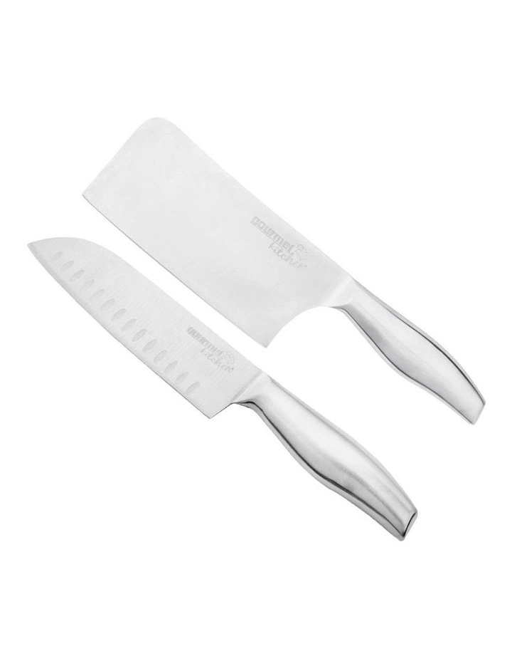 Stainless Steel Chef Knife Set 2 Pieces in Silver