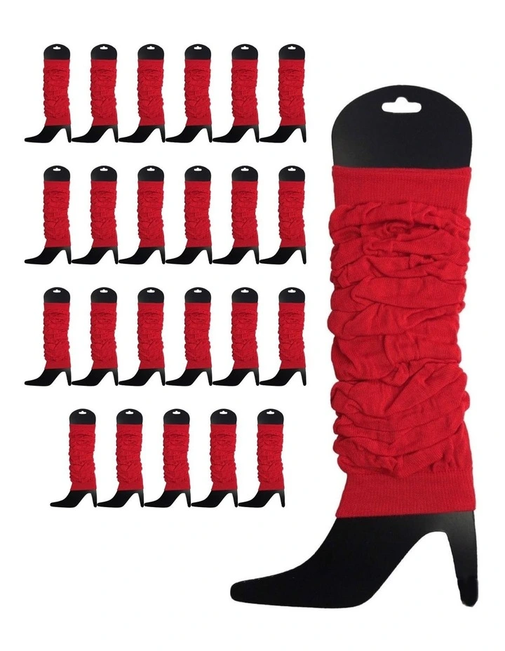 Knitted Leg Warmers 24-Pack in Red