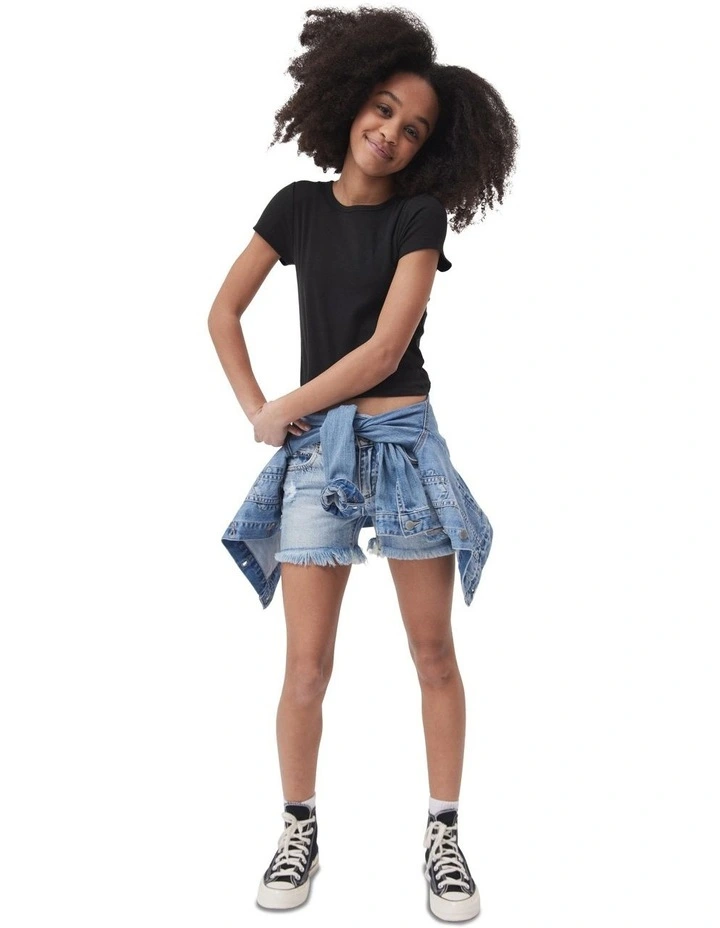 Harriet Cropped Tee in Black