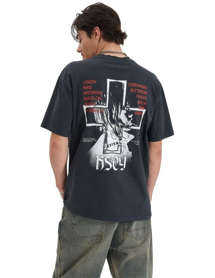 Revival Heavy Box Fit Tee in Pigment Vulcan