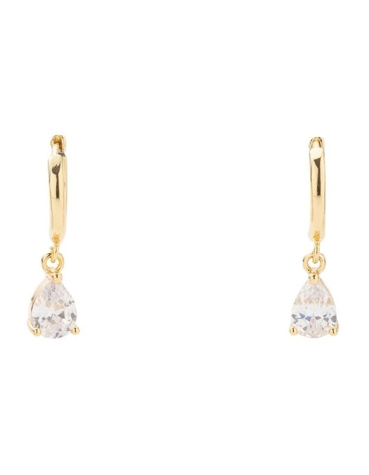 Reborn Classic Drop Huggies Earrings in Clear