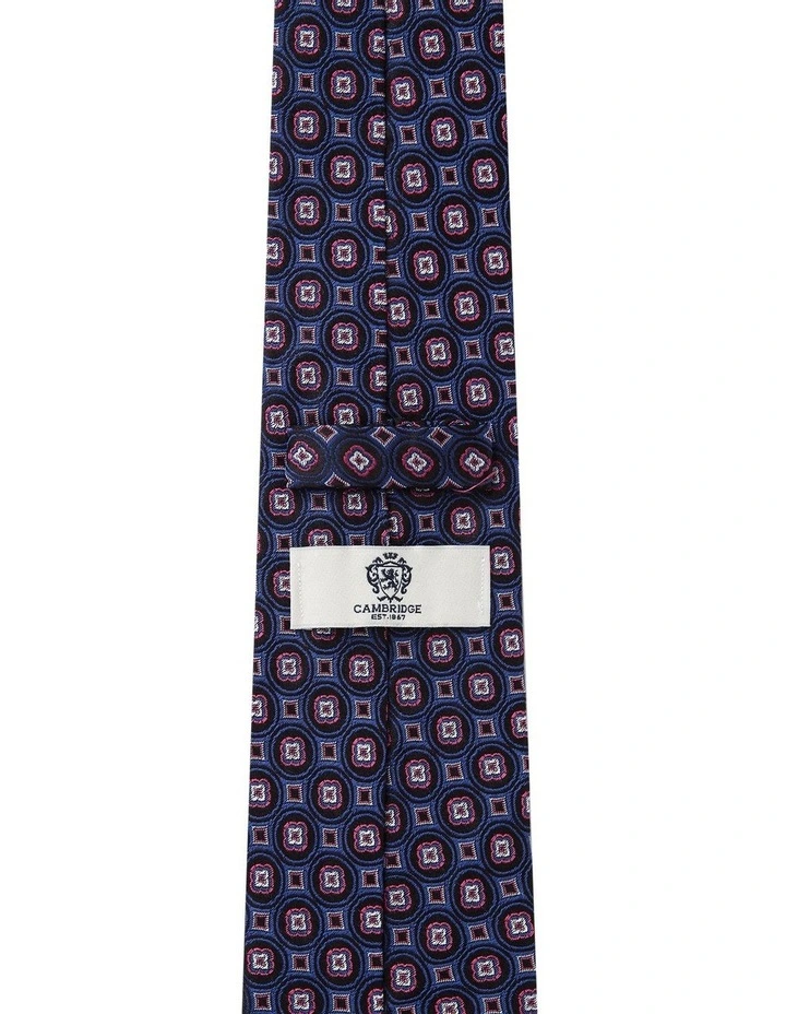 Dark Foulard Silk Tie in Navy