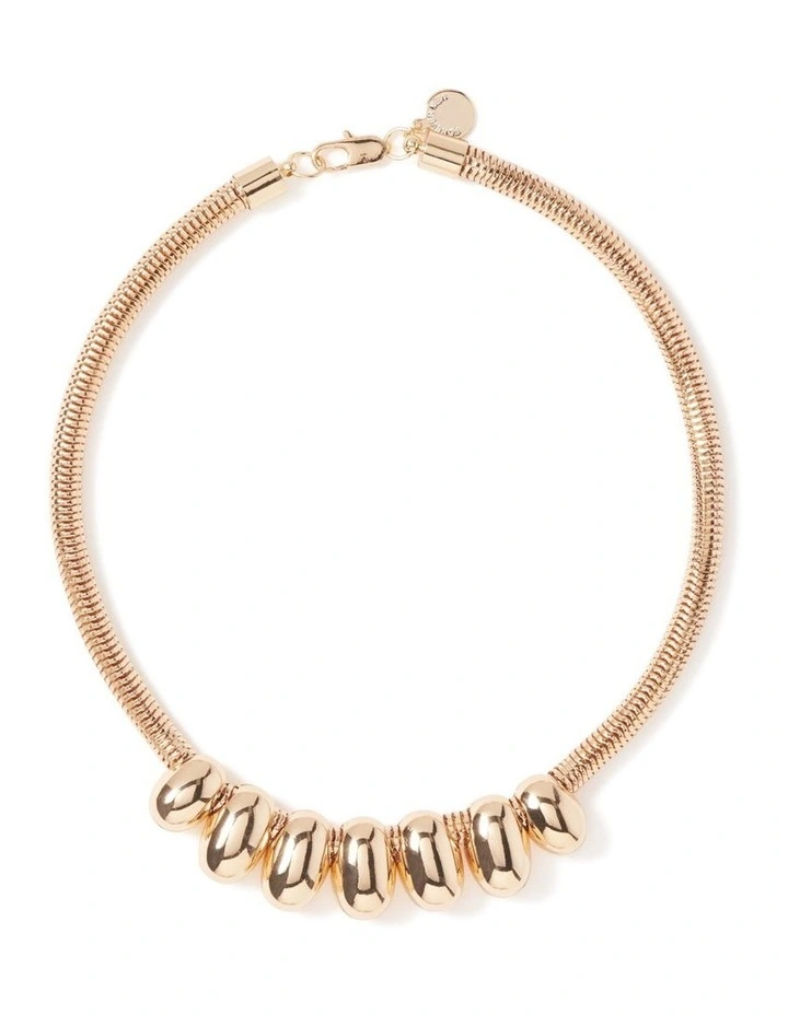Signature Macie Metal Bead Necklace in Gold