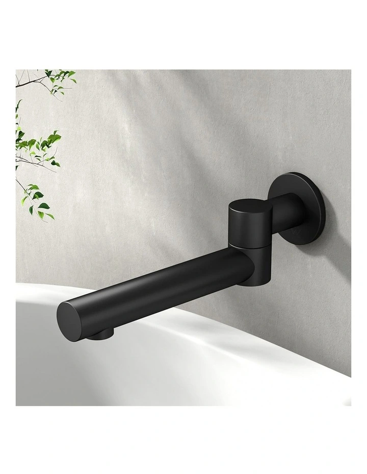 Cefito Bathroom Mixer Spout Wall Bath Tap Round Swivel Bathtub in Black