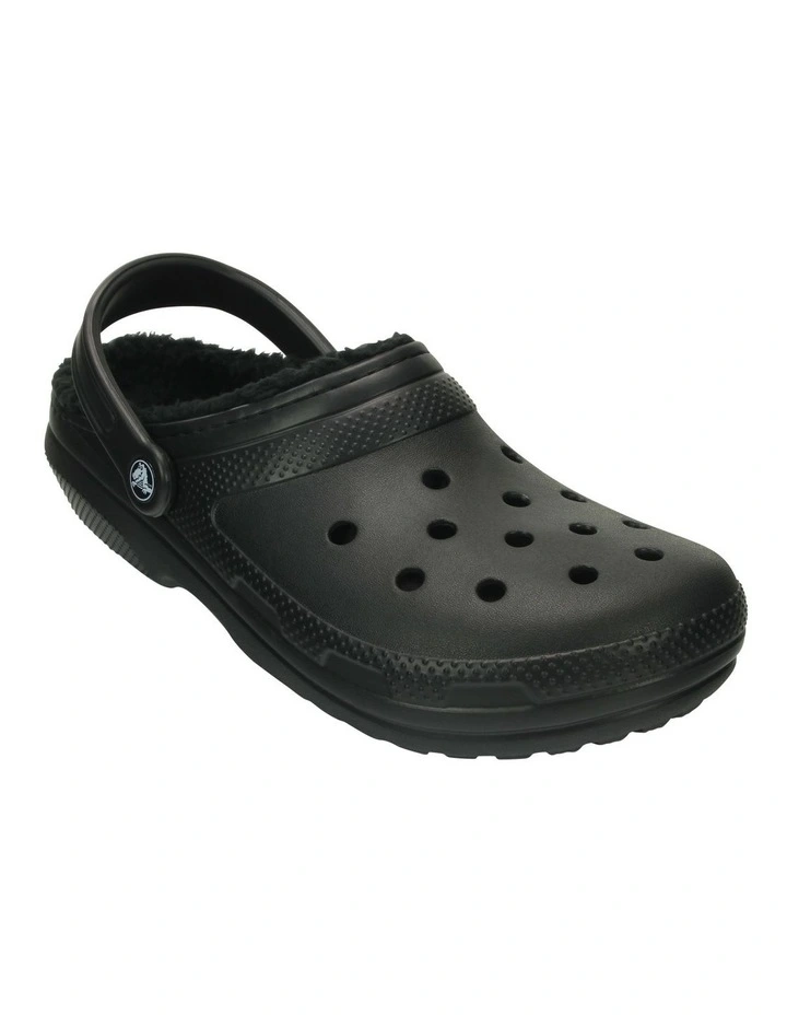 Classic Lined Clog Slides in Black