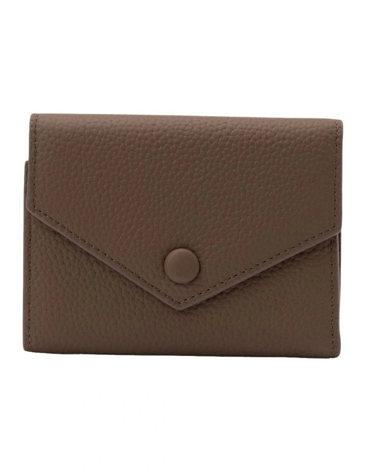 Naomi Leather Small Wallet in Dark Taupe