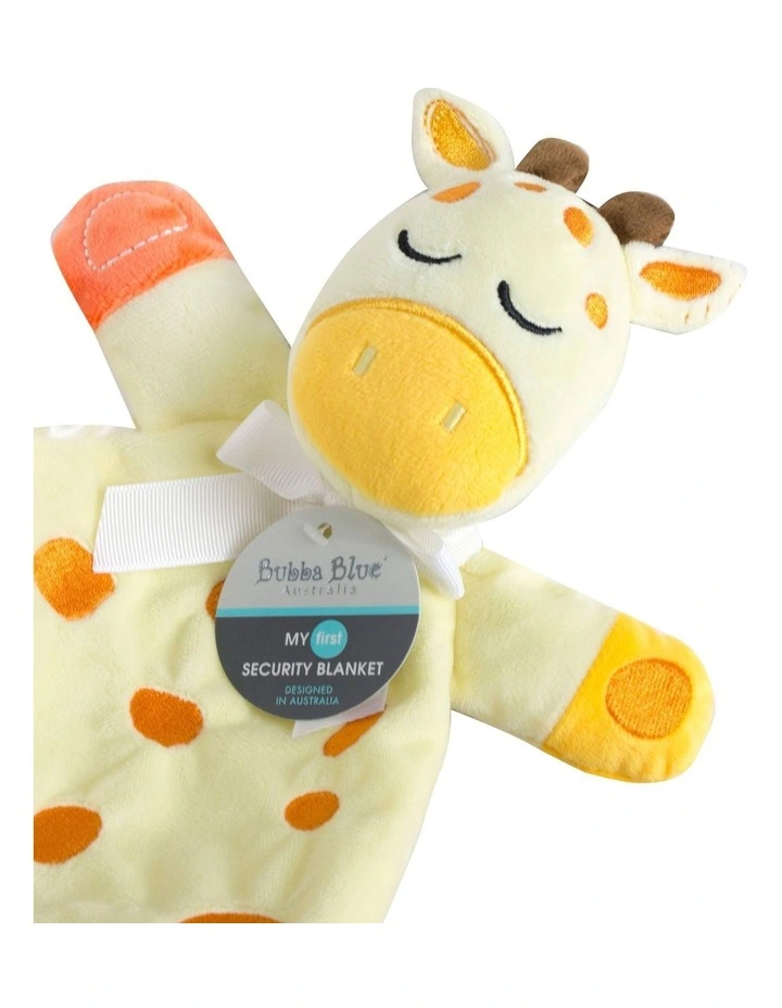 Zoo Animals Giraffe Security Blanket in Yellow